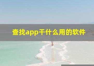 查找app干什么用的软件