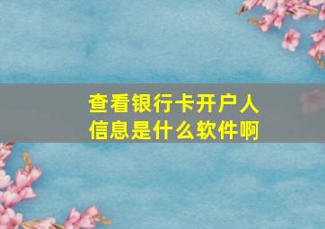 查看银行卡开户人信息是什么软件啊