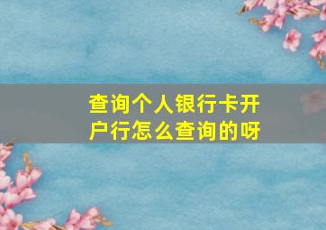 查询个人银行卡开户行怎么查询的呀