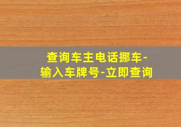 查询车主电话挪车-输入车牌号-立即查询