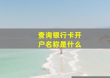 查询银行卡开户名称是什么