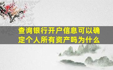 查询银行开户信息可以确定个人所有资产吗为什么