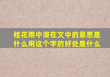 桂花雨中浸在文中的意思是什么用这个字的好处是什么