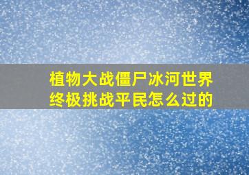 植物大战僵尸冰河世界终极挑战平民怎么过的