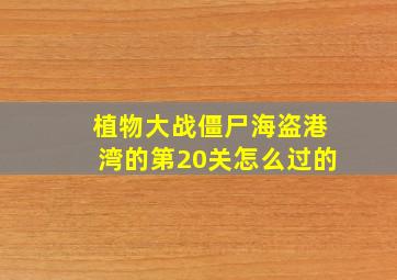 植物大战僵尸海盗港湾的第20关怎么过的