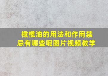 橄榄油的用法和作用禁忌有哪些呢图片视频教学