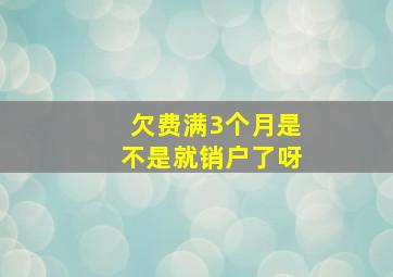 欠费满3个月是不是就销户了呀