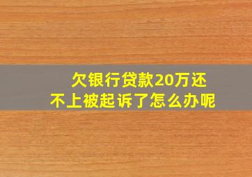 欠银行贷款20万还不上被起诉了怎么办呢