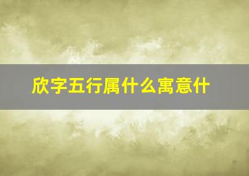 欣字五行属什么寓意什