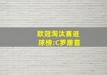 欧冠淘汰赛进球榜:C罗居首