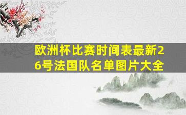 欧洲杯比赛时间表最新26号法国队名单图片大全