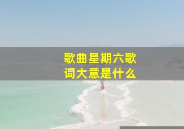 歌曲星期六歌词大意是什么