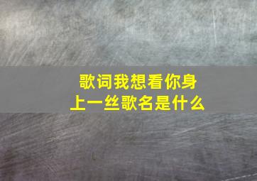 歌词我想看你身上一丝歌名是什么