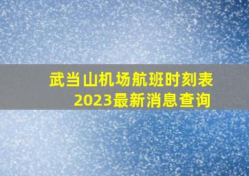 武当山机场航班时刻表2023最新消息查询