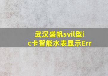 武汉盛帆svil型ic卡智能水表显示Err