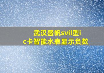 武汉盛帆svil型ic卡智能水表显示负数