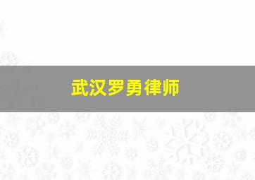 武汉罗勇律师