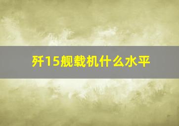 歼15舰载机什么水平