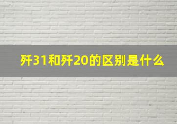 歼31和歼20的区别是什么