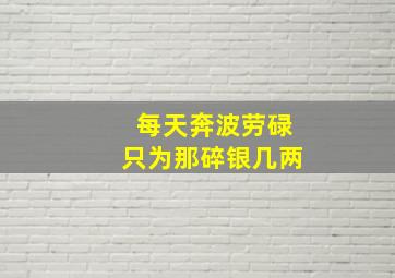 每天奔波劳碌只为那碎银几两