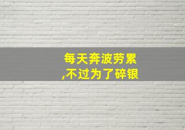 每天奔波劳累,不过为了碎银