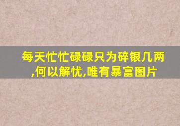 每天忙忙碌碌只为碎银几两,何以解忧,唯有暴富图片