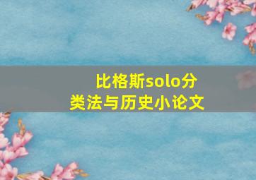 比格斯solo分类法与历史小论文