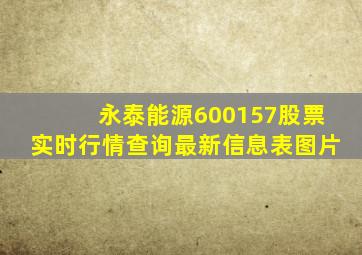 永泰能源600157股票实时行情查询最新信息表图片