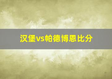 汉堡vs帕德博恩比分