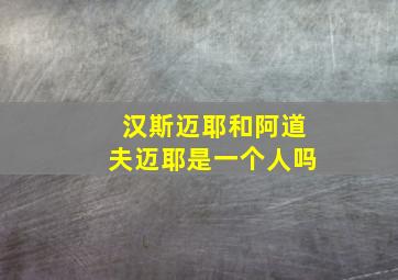 汉斯迈耶和阿道夫迈耶是一个人吗