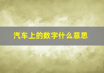 汽车上的数字什么意思