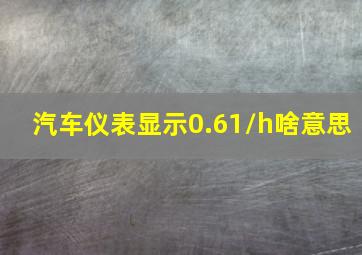 汽车仪表显示0.61/h啥意思