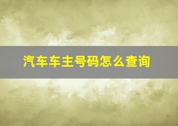 汽车车主号码怎么查询