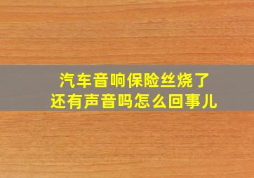 汽车音响保险丝烧了还有声音吗怎么回事儿