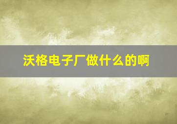 沃格电子厂做什么的啊