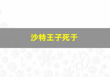 沙特王子死于