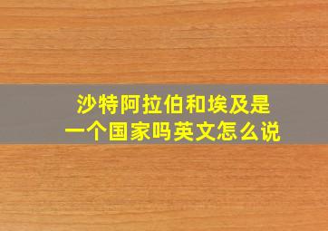 沙特阿拉伯和埃及是一个国家吗英文怎么说