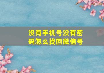 没有手机号没有密码怎么找回微信号