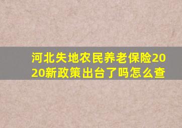 河北失地农民养老保险2020新政策出台了吗怎么查