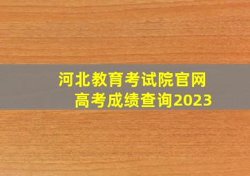 河北教育考试院官网高考成绩查询2023