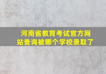 河南省教育考试官方网站查询被哪个学校录取了