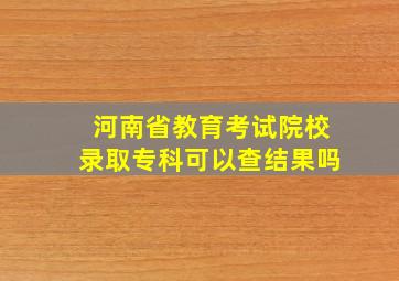 河南省教育考试院校录取专科可以查结果吗