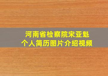 河南省检察院宋亚魁个人简历图片介绍视频