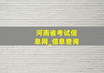 河南省考试信息网_信息查询