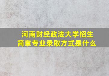 河南财经政法大学招生简章专业录取方式是什么