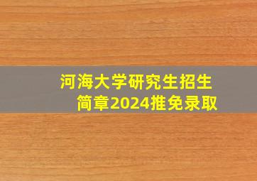 河海大学研究生招生简章2024推免录取