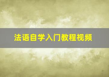 法语自学入门教程视频