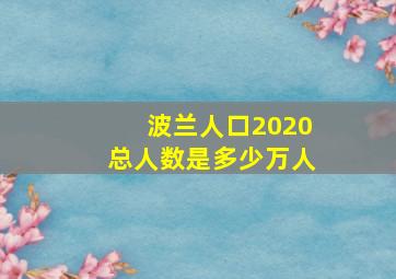 波兰人口2020总人数是多少万人