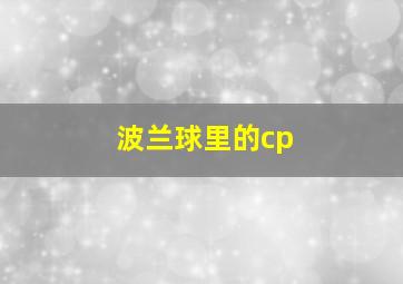 波兰球里的cp