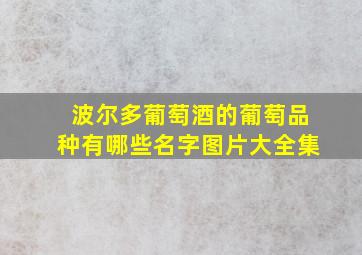 波尔多葡萄酒的葡萄品种有哪些名字图片大全集